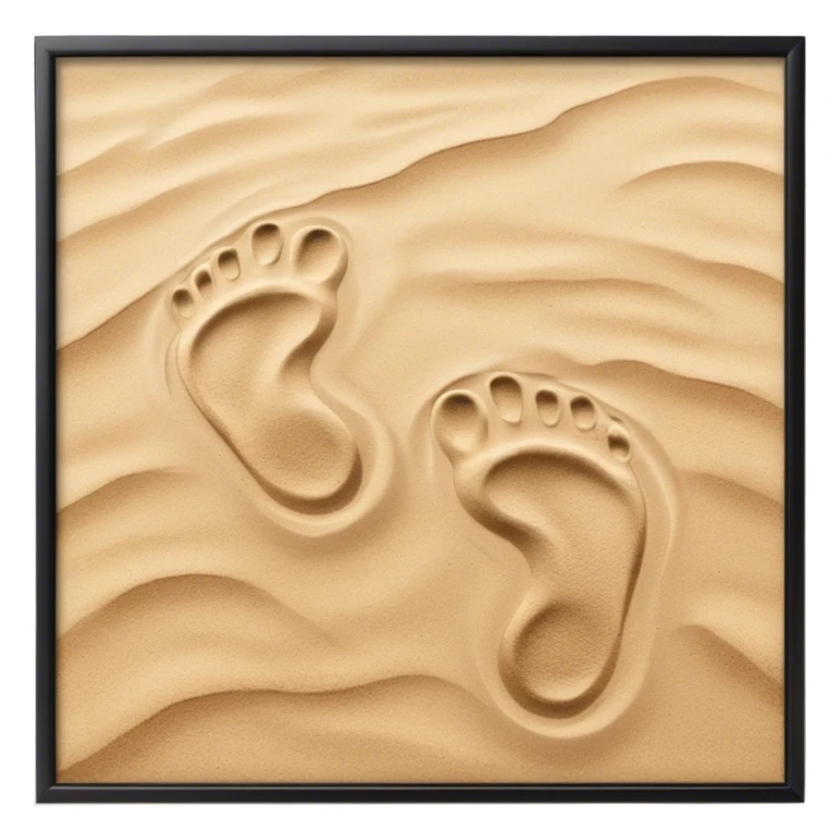 inner child footsteps on sand with other bigger footsteps beside sticker