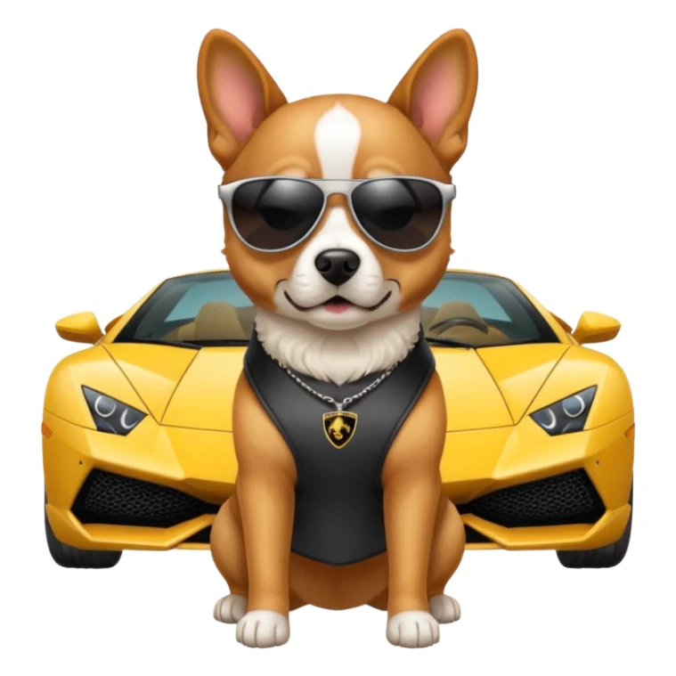 Dog with bomb with shades on a Lamborghini sticker