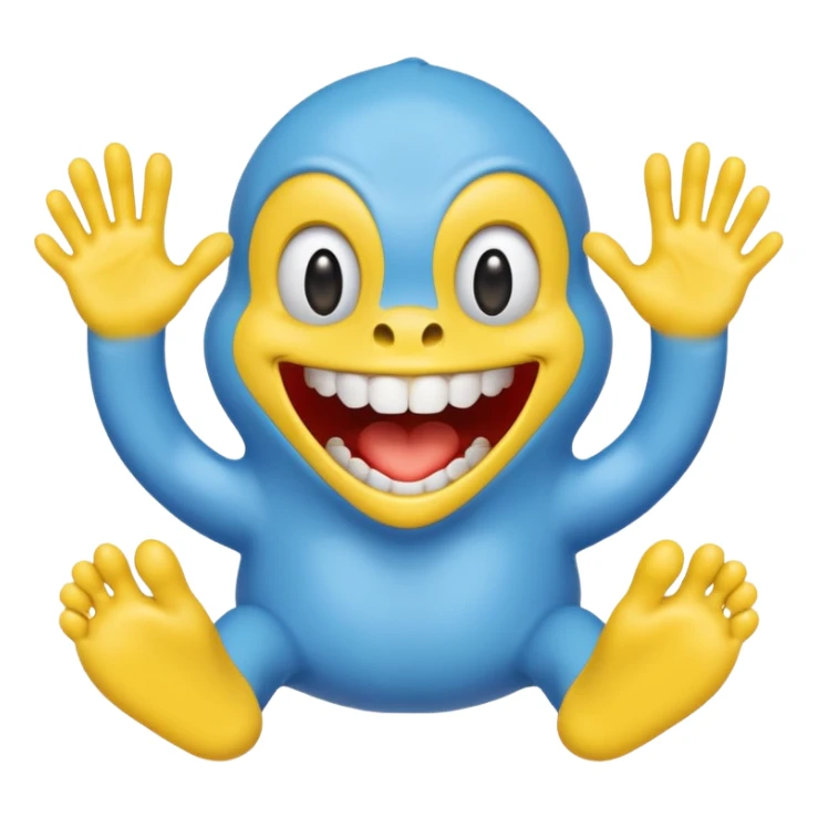 Make it be based off the horror game, poppy playtime.\n Make it have a head shape like a heart. Didn't make it tall, make it have sharp teeth, make its hands yellow, make it slipper, smiling and makes his feet yellow too.  And make it all blue sticker