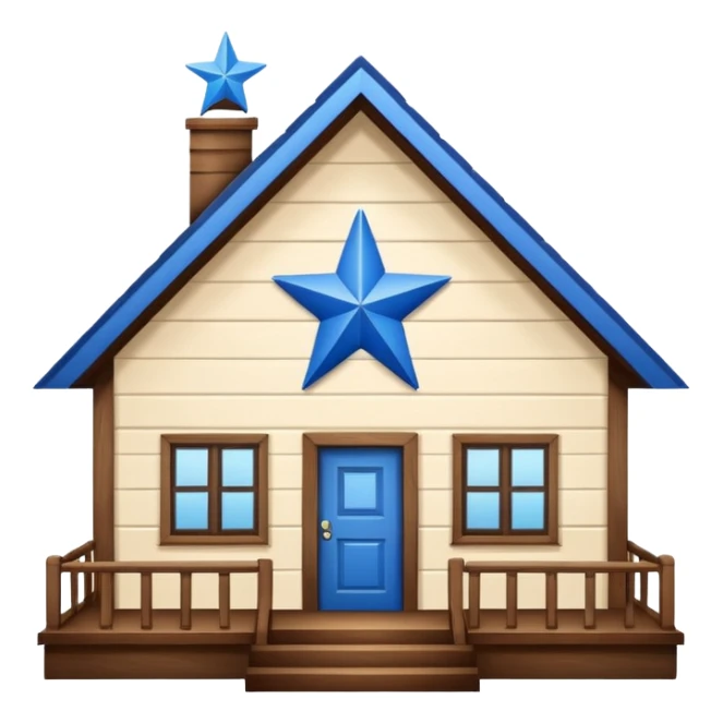 house with blue star sticker