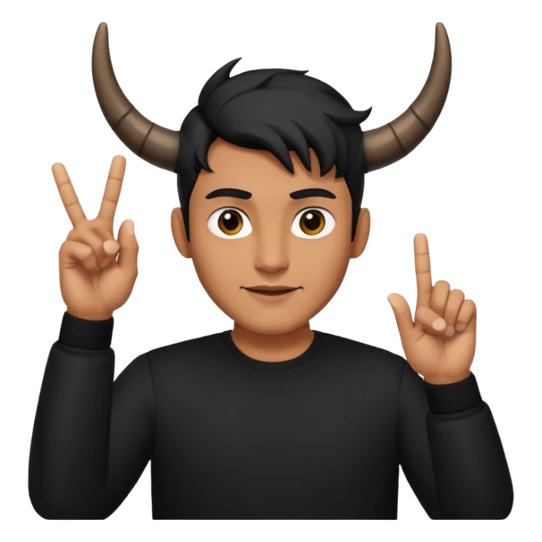 Un uomo vestito in nero che fa il gesto delle corna  sticker