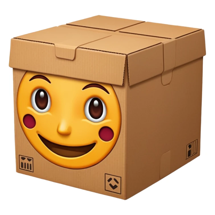 aesthetic emoji of an Amazon prime box. The box is wine color sticker