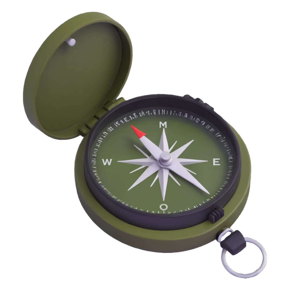 NATO military compass in olive green color sticker