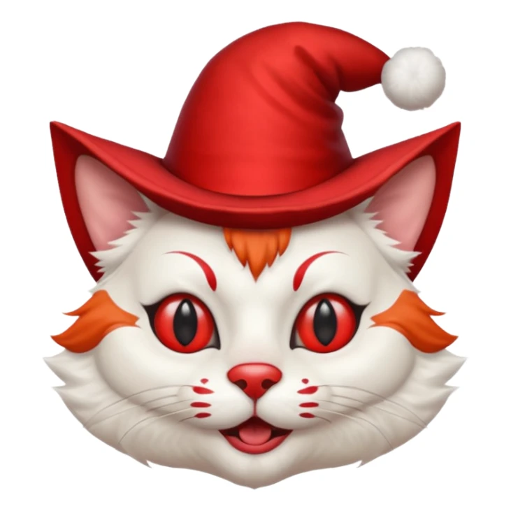 Cat clown with pointy hat, half body sticker