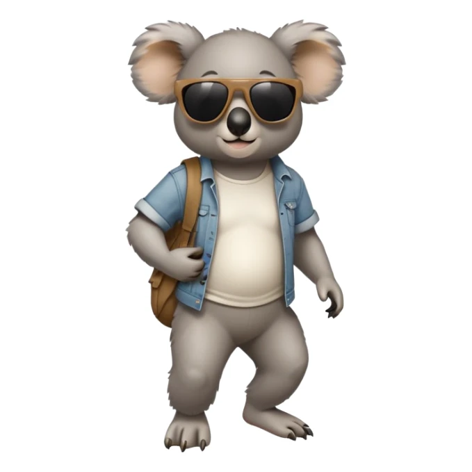 anthropomorphised koala in casual clothing, wearing dark sunglasses, walking upright in standard pose sticker