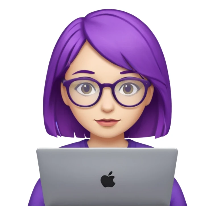 Mädchen mit lila Haaren und Computer und Brille sticker