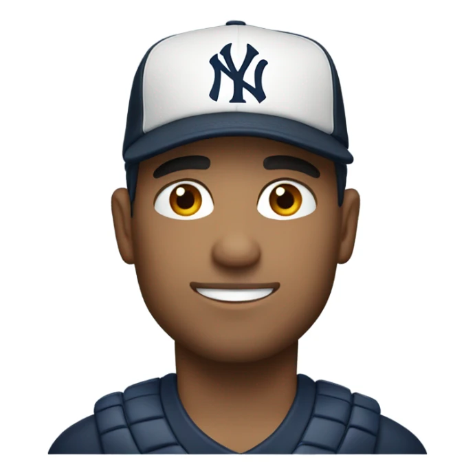 Spanish man wearing New York hat  sticker