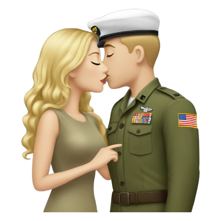 Army white boy with girlfriend kiss sticker