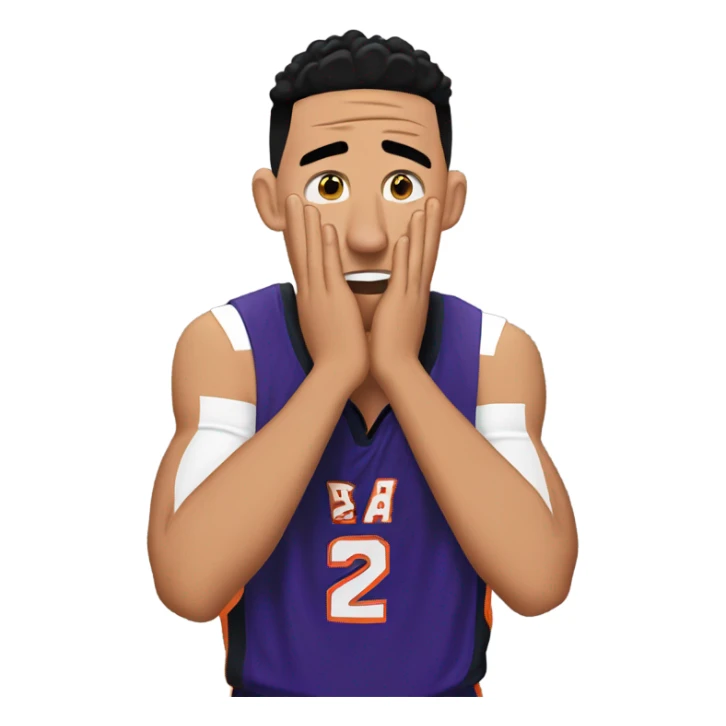 Devin Booker covering his ears with his hands, annoyed, mad  sticker