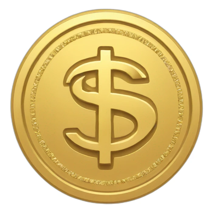 a flat golden coin with dollar sign sticker