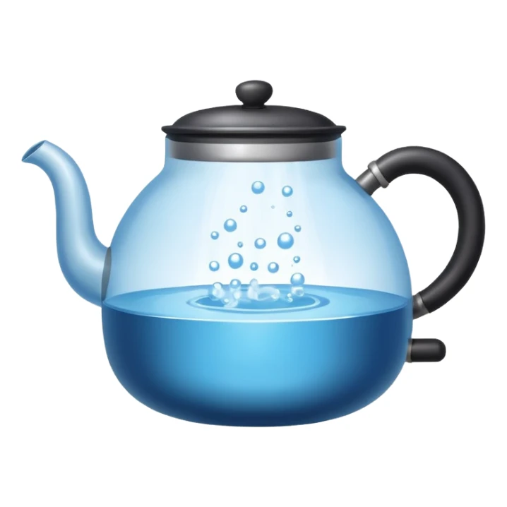 a small pot or kettle filled with water placed on fire, the water is boiling intensely with visible steam and bubbles rising, bright lighting, clean white background



 sticker