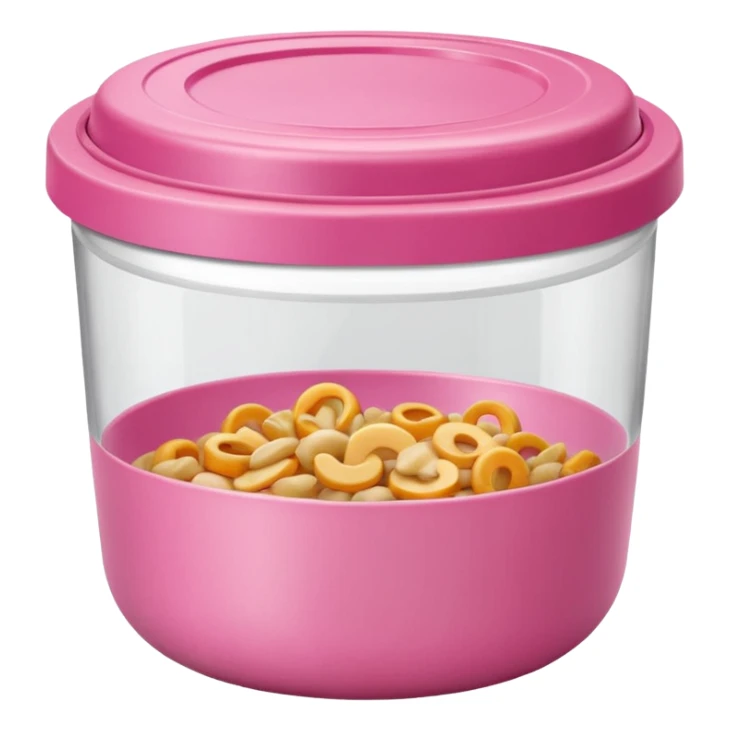leftover food bowl, with plastic cover on top. pink sticker