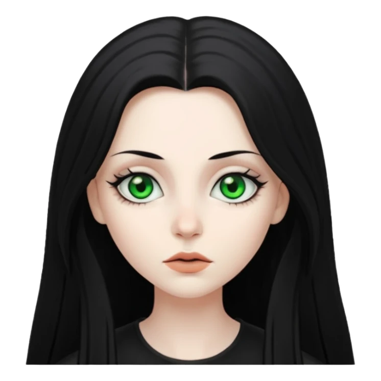 Goth white gf with green eyes and long black hair sticker