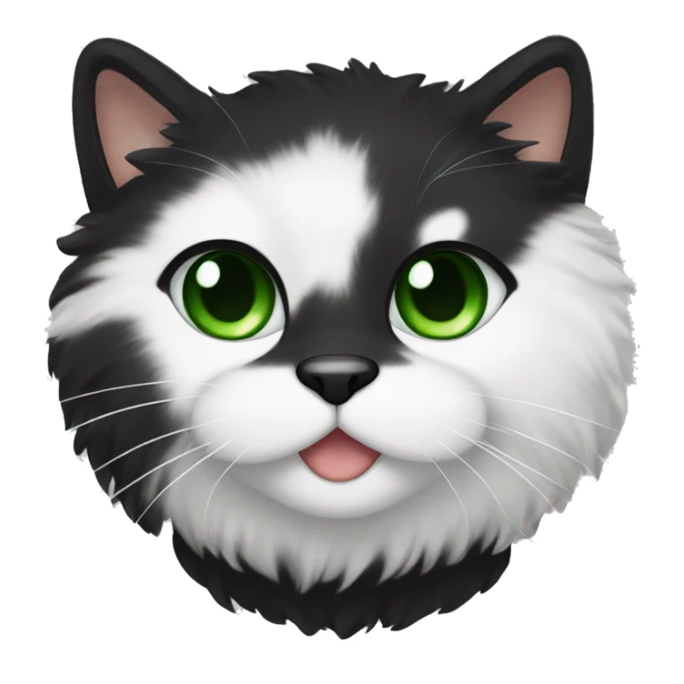 black fur cat with green eyes and white fur around lips  sticker