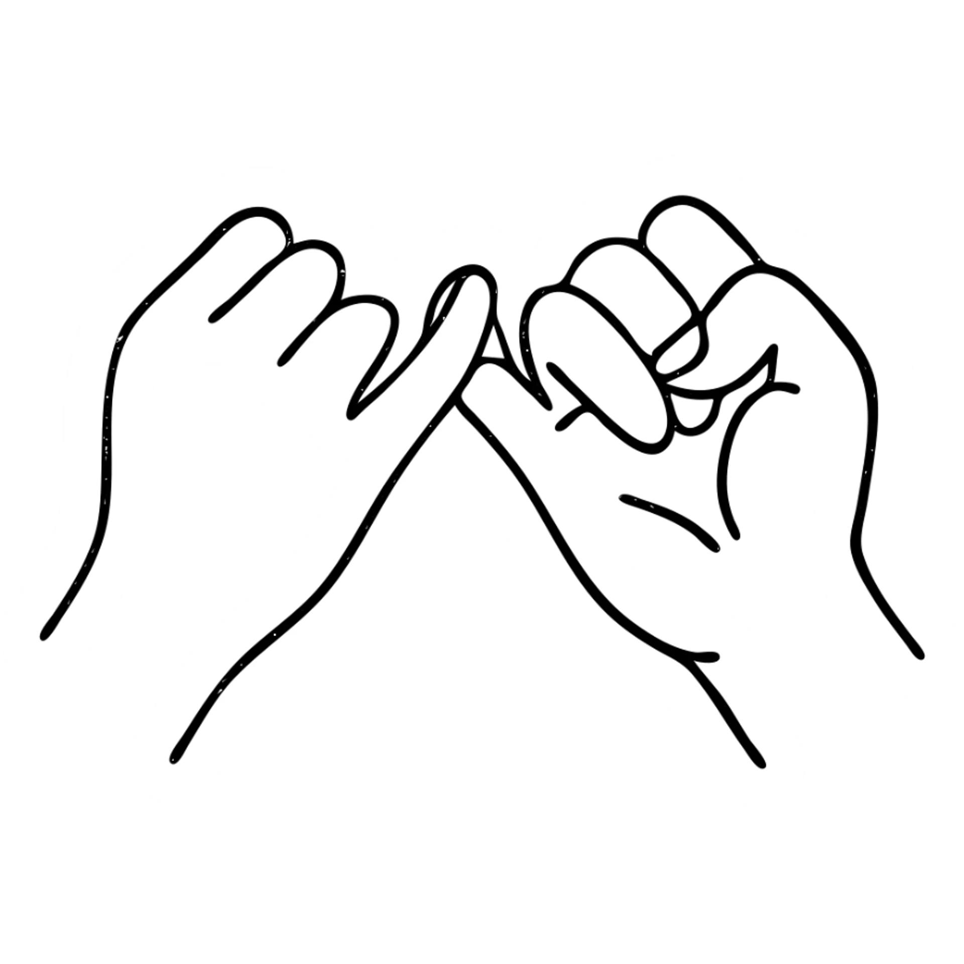 two hands making a pinky promise, symbolizing friendship, hand drawn outline icon sticker