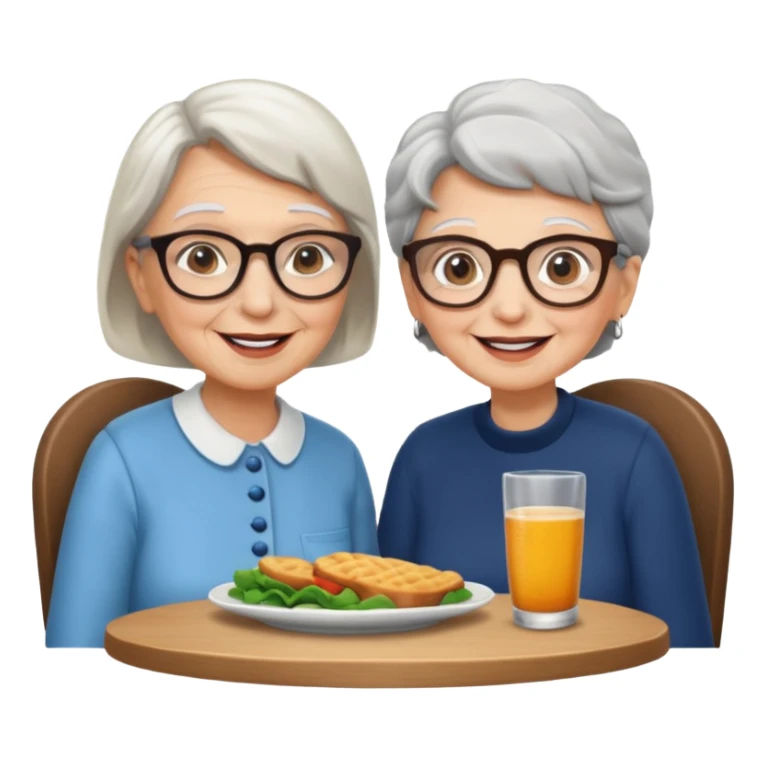 conversación dentro de un restaurant  dos personas y una de las persoans sea una abuela sticker