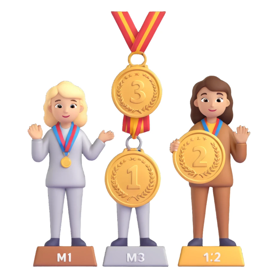3 winners in 1st, 2nd & 3rd place emoji sticker