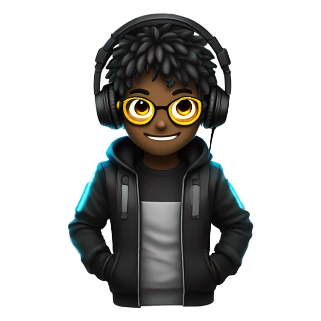1 - anime ou chibi

2 - cabelo preto, mascara preta e cabelo preto e óculos de grau

3 - RPG e tecnologia

4 - Fones Headset com leds neon, terno preto e luvas  sticker