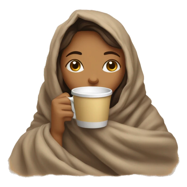 girl inside a blanket sipping coffee eyes closed sticker