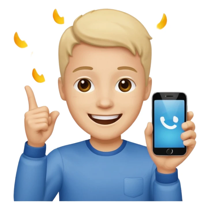 Person hält ein Smartphone und jubelt glücklich sticker