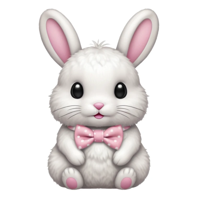 Fluffy rabbit with polka-dot pink bow tie, body sticker