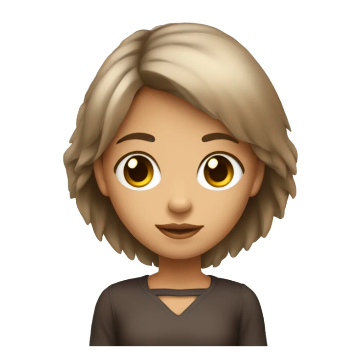 menina com pele clara,olhos castanhos,cabelo marrom escuro e com franja sticker