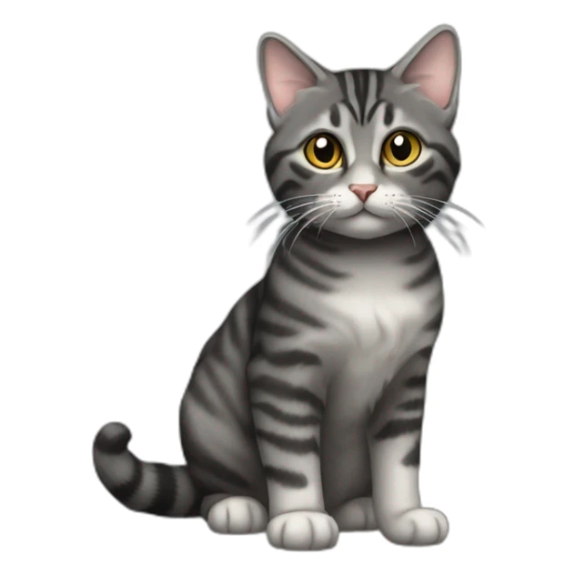Cat Breed Tabby (Mainly black and gray) fluffy-dark-grey-cat, sticker