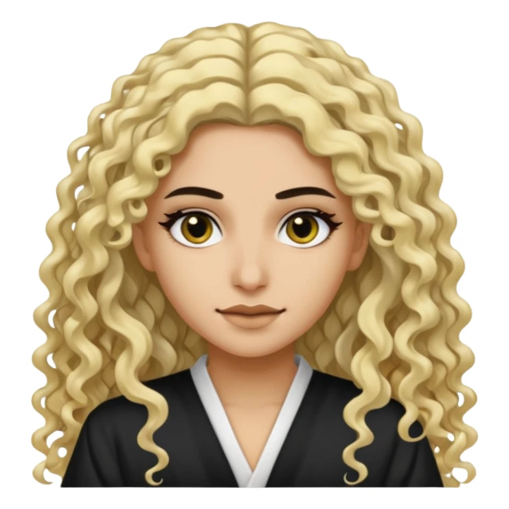 split dye leftside blonde rightside black long curly hair, pretty fair skinned bratz Saudi baddie sticker