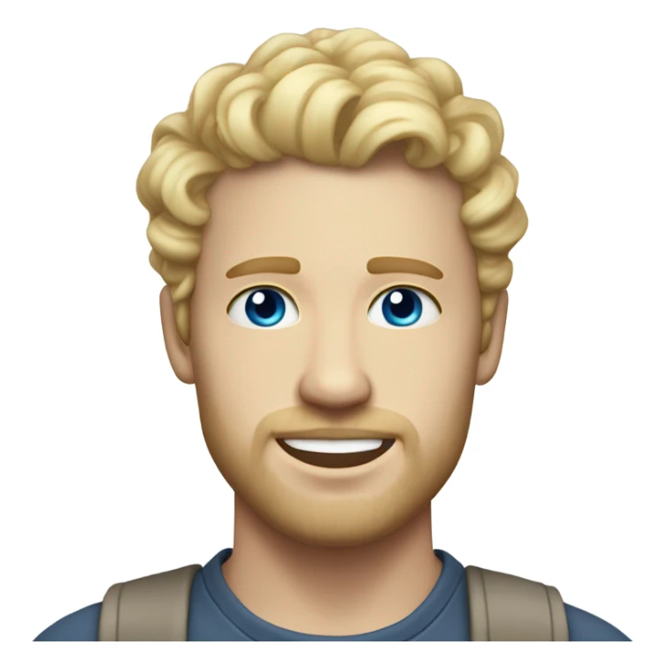 full body light curl blonde 30yo man blue eyed pale skin sticker