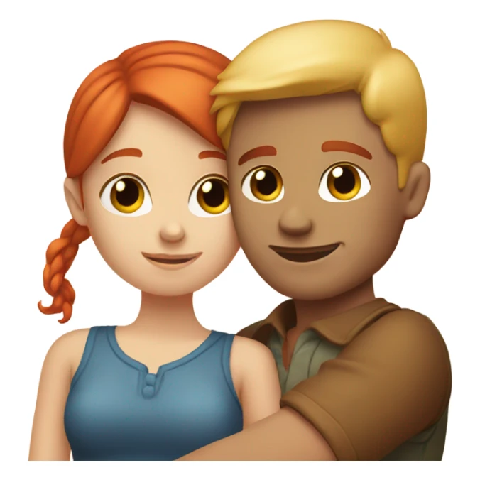 red head girl and blond man hugging sticker