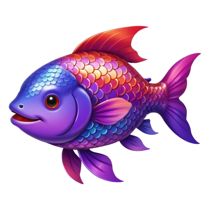 color gradient between red and purple glitter cute happy fish carp sticker
