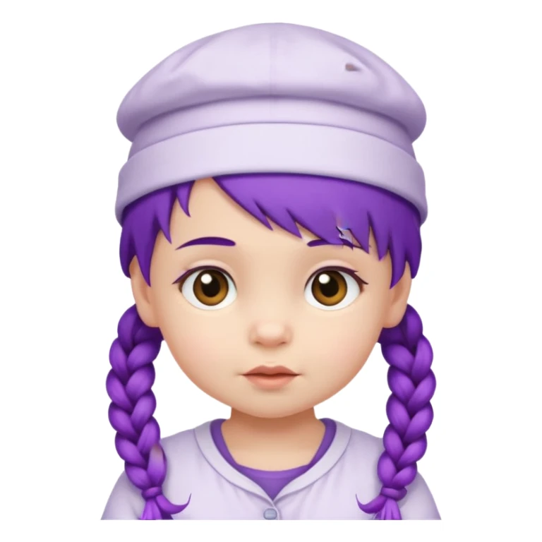 purple haired little baby with braids and white hat sticker