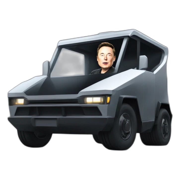 Elon musk riding in a Tesla cyber truck  sticker