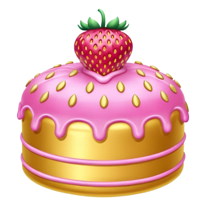 gold rococo pink inflatable puffy strawberry cake sticker