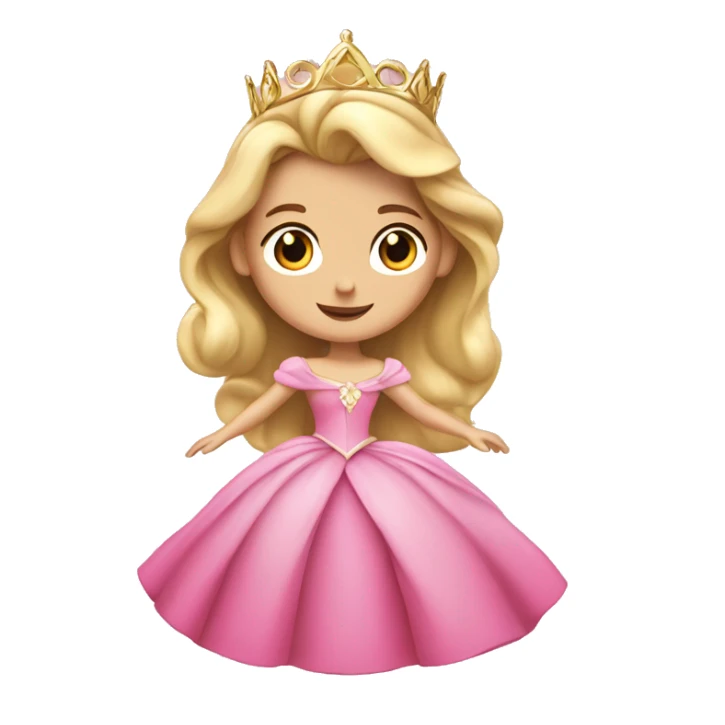 Princess Aurora with gold tiara pink dress   sticker