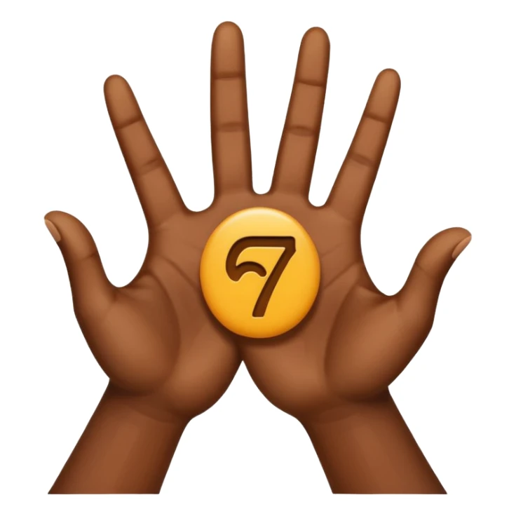 Emoji with hands on both sides with the number 67 floating above the hands the hands palms have to facing up sticker