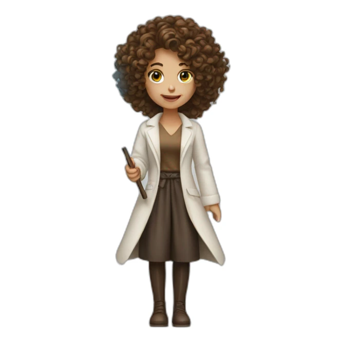 white-woman-designer-with-brown-curl-with-magic-wand sticker