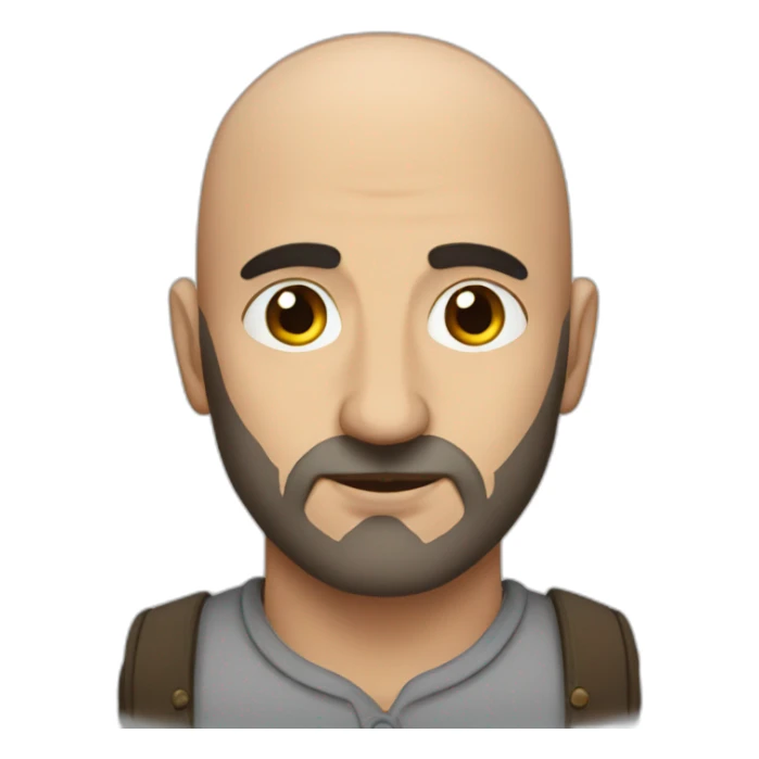Armenian man bald with round face and big bard sticker