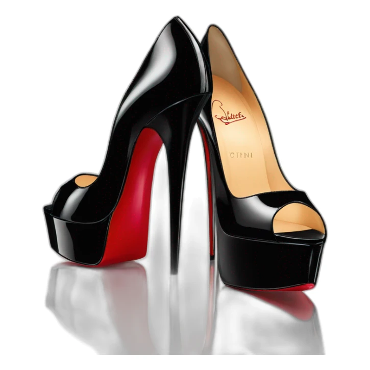 Louboutin Black patent Leather Lady Peep Toe Platform sticker