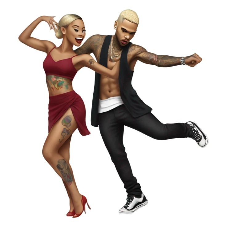 Hyper Realistic Chris Brown   dancing with his tattooed female dancer sticker