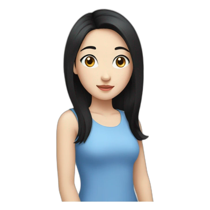 chinese girl with black hair and blue eyes sticker