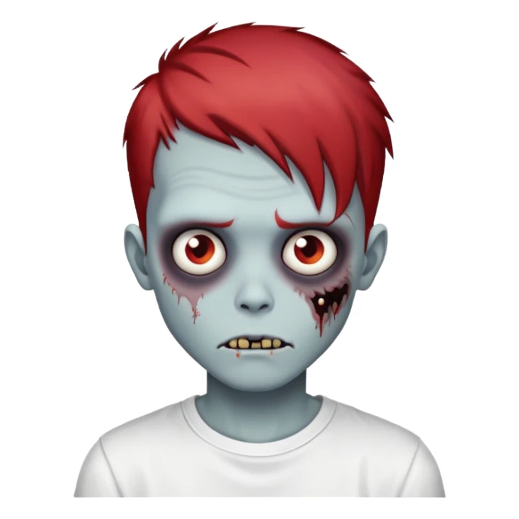 zombie boy with emo red hair and white shirt  sticker