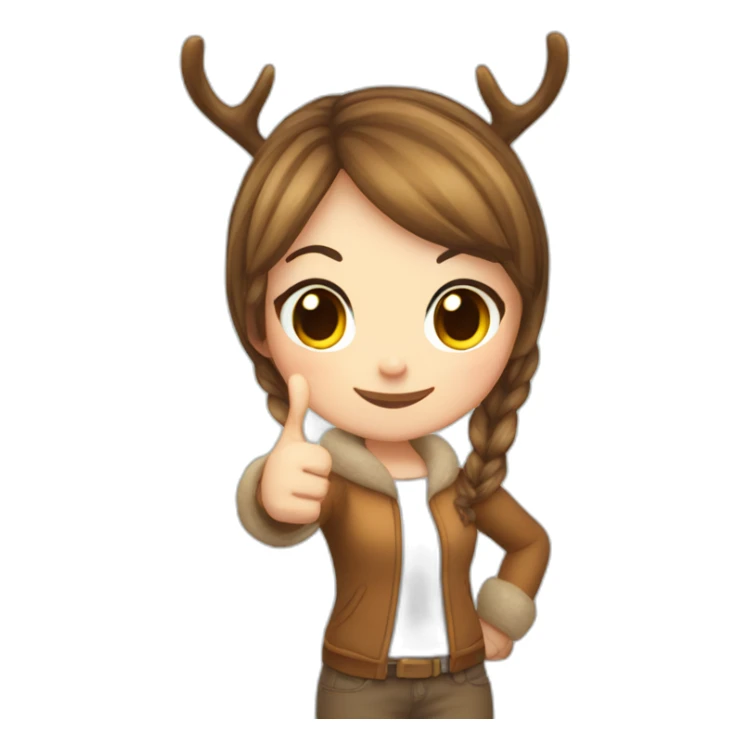 chibi-deer-antlers girl thumbs-up sticker