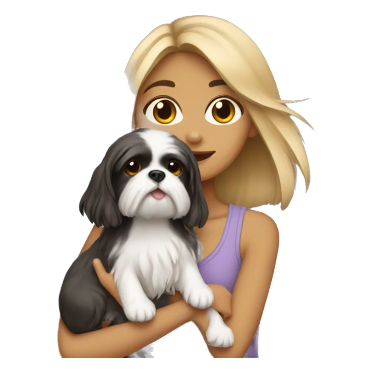 girl carrying Shih Tzu sticker