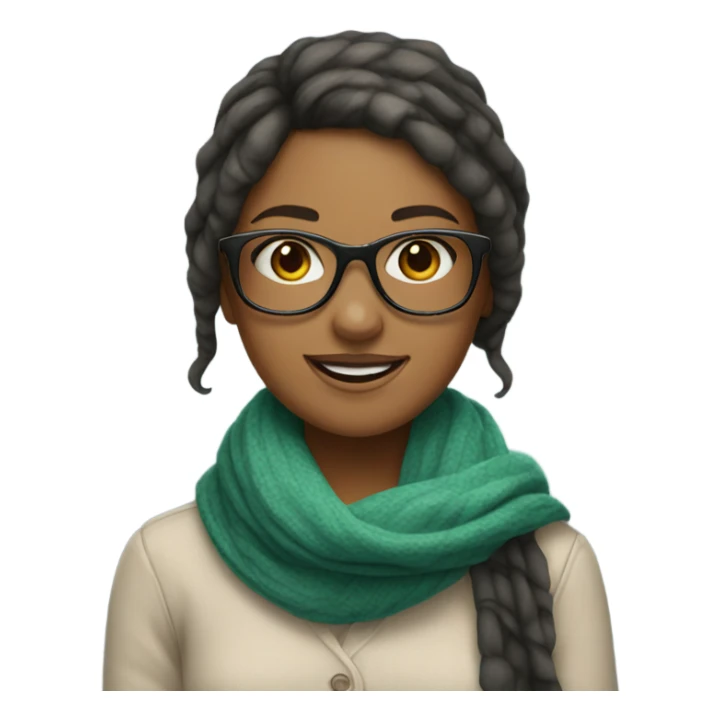 Girl wearing a scarf with smile and glasses sticker