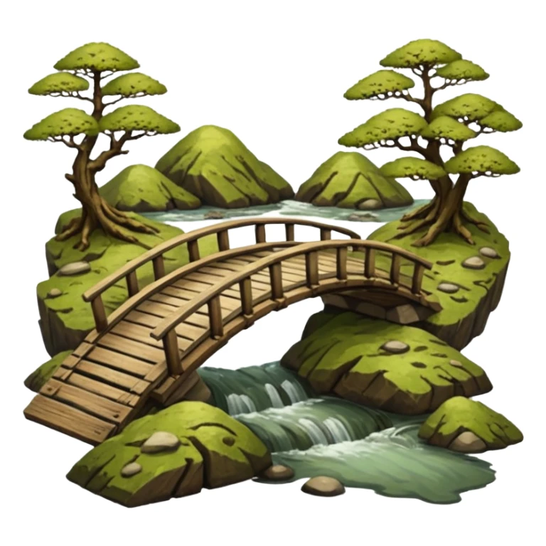 Old Japanese wooden bridge sticker