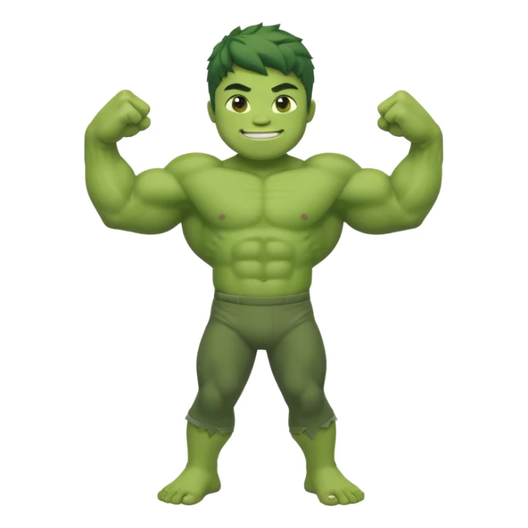 kid hulk flexing arms full body long pants and smiling sticker