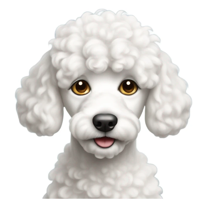 a white poodle puppy with a lazy look on one's face sticker