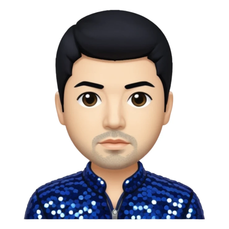 Chino Moreno with black hair, navy blue sequin outfit  sticker