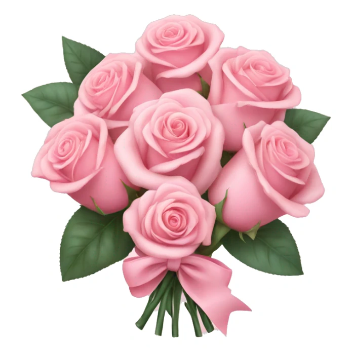 Pastel Pink roses bouquet with bow sticker